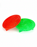 Dirt guard wash bucket filters in neon green and red