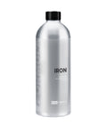 Silver bottle labeled 'IRON' with a black cap on a white background