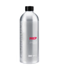 Silver bottle labeled 'PREP' with a black cap on a white background